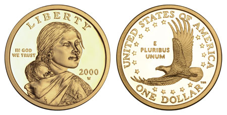 22-karat gold versions of the Sacagawea Golden Dollar