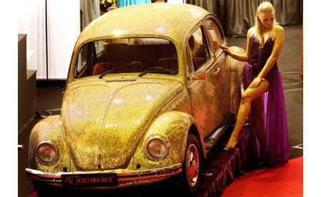 Volkswagen Beetle Bathed in Pure Gold