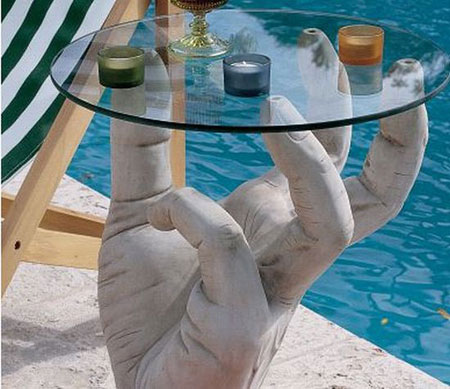 Sculptural Table with Glass Top