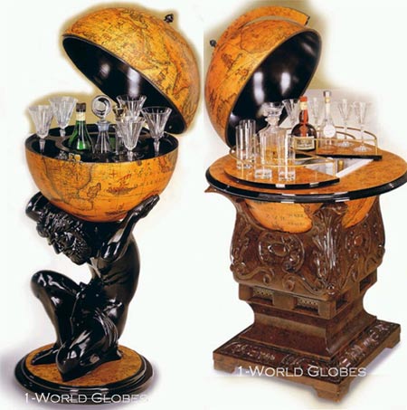 wooden globe bar