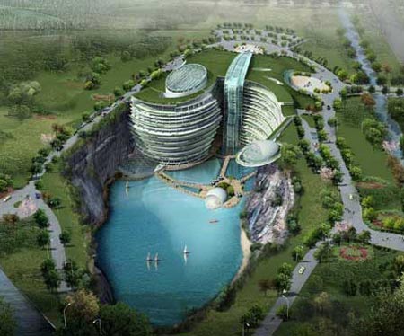 Songjiang Hotel, Positioned Within Gorgeous Water-Filled Mine