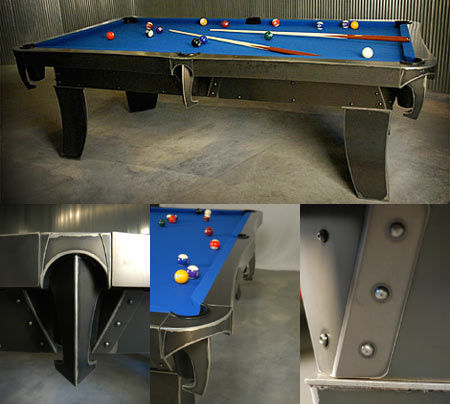 Sculpted Steel Billiard Table