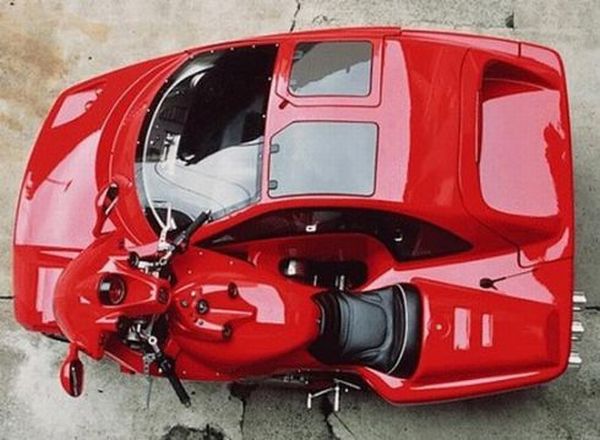 snaefell 1 Laverda Motorcycle with an Attached Car