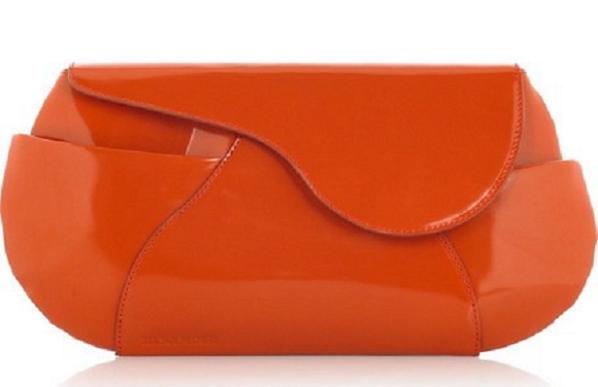 jil sander polished leather clutch