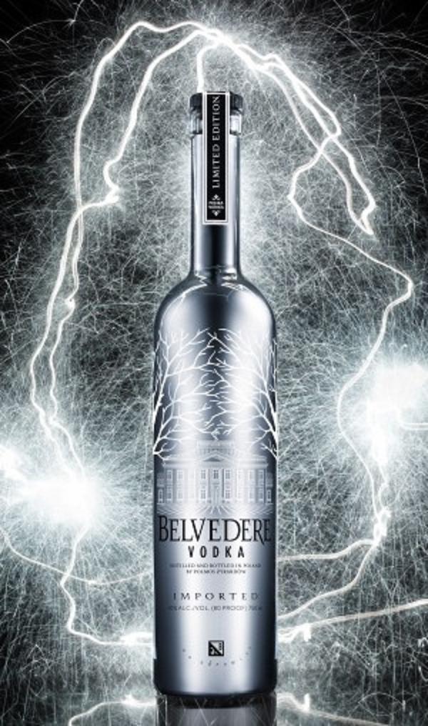 belvedere silver vodka bottle