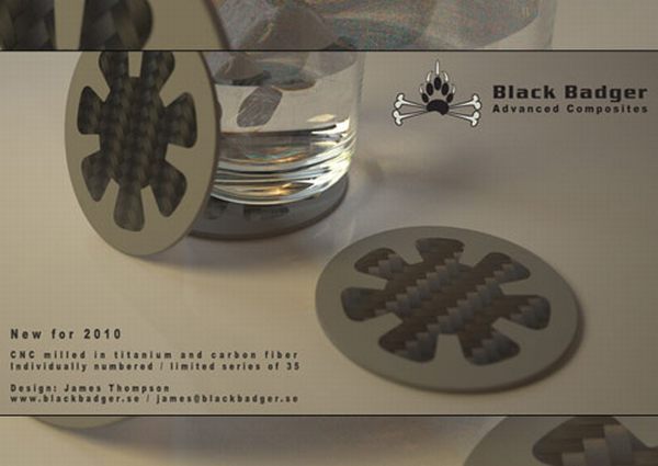 coasters Black Badger Turns Heads With Eccentric Coasters Made From Carbon Fiber and Titanium 