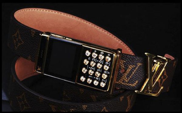 A Louis Vuitton Belt with a Tacky Cell Phone Buckle Made in China