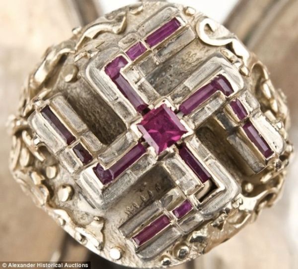 Ruby Embeded Swastika Ring Made for Hitler