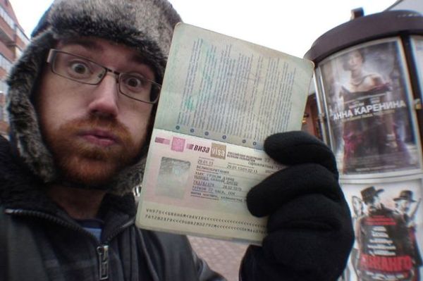 Graham Hughes with his Russian Visa